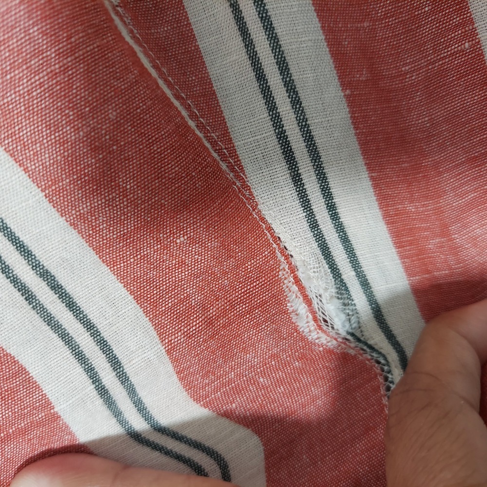 Urban Outfitters Dress Women S Red Striped Linen Button Front Strappy Nautical - Picture 4 of 10